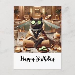 Kat ontspant in spa briefkaart