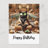 Kat ontspant in spa briefkaart (Voorkant)