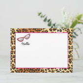 Kat Oogglazen Leopard Afdrukken met aangepaste naa Bedankkaart (Staand voorkant)