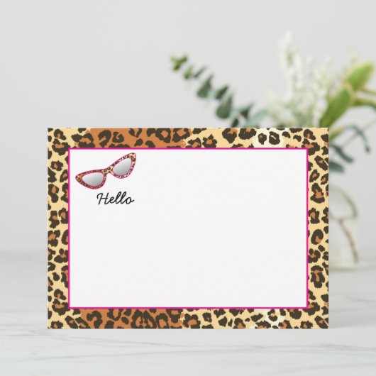 Kat Oogglazen Leopard Afdrukken met aangepaste naa Bedankkaart (Staand voorkant)
