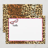 Kat Oogglazen Leopard Afdrukken met aangepaste naa Bedankkaart (Voorkant / Achterkant)