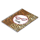 Kat Oogglazen Leopard Afdrukken met aangepaste naa Notitieboek (Linkerzijde)