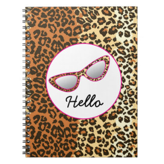Kat Oogglazen Leopard Afdrukken met aangepaste naa Notitieboek