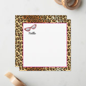 Kat Oogglazen Leopard Afdrukken met aangepaste naa Notitiekaartje (Voorkant / Achterkant in situ)