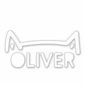 Kat Oor Auto Decal Aangepaste Naam Wit Raambumper Sticker (Voorkant)