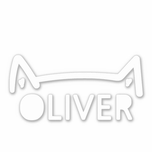 Kat Oor Auto Decal Aangepaste Naam Wit Raambumper Sticker (Voorkant)