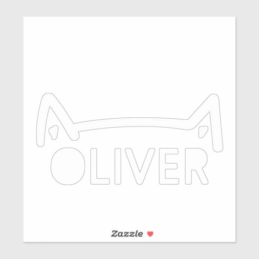 Kat Oor Auto Decal Aangepaste Naam Wit Raambumper Sticker (Vel)