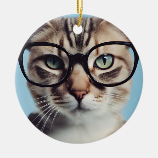Kat-oorbril Keramisch Ornament (Voorkant)