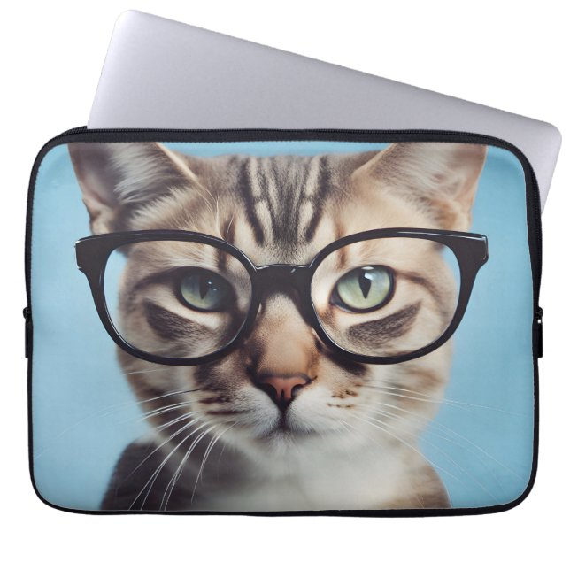 Kat-oorbril Laptop Sleeve (Voorkant)