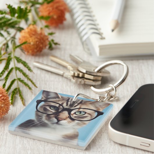 Kat-oorbril Sleutelhanger (Voorkant Rechts)