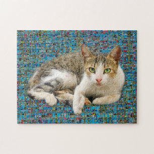 Kat op abstracte achtergrond legpuzzel