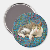 Kat op abstracte achtergrond magneet (Voorkant / Achterkant)