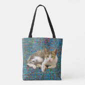Kat op abstracte achtergrond tote bag (Achterkant)