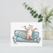 Kat op bank feestdagenkaart (Staand voorkant)
