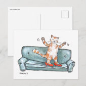 Kat op bank feestdagenkaart (Voorkant / Achterkant)