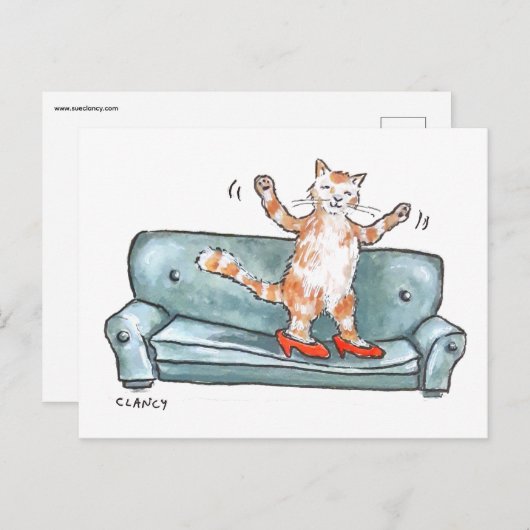 Kat op bank feestdagenkaart (Voorkant / Achterkant)