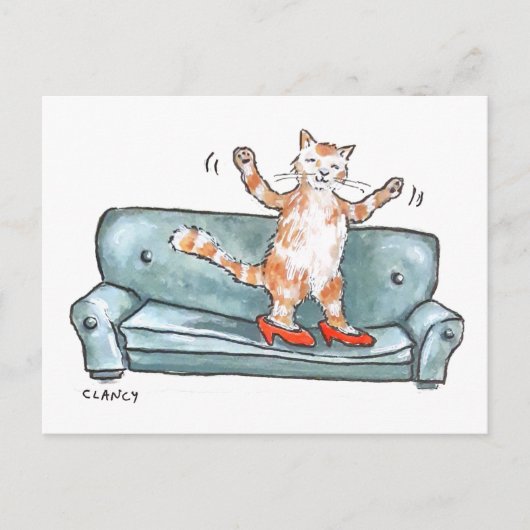 Kat op bank feestdagenkaart (Voorkant)