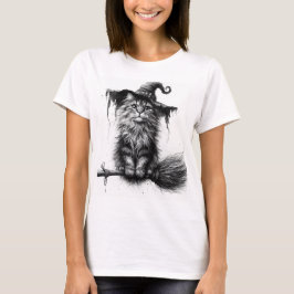 Kat op Bezemsteel T-shirt