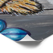 Kat op bloemige achtergrond Glanzende Poster (Hoek)