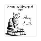 Kat op boeken - Speciaal hout - Stempel voor boeke (Afrduk)