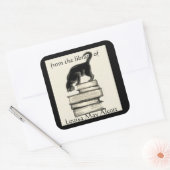 Kat op Boeken Vierkante Boekplaat Vierkante Sticker (Envelop)