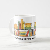 Kat op boekenplank Drawn Whimsical Library Koffiemok (Voorkant links)