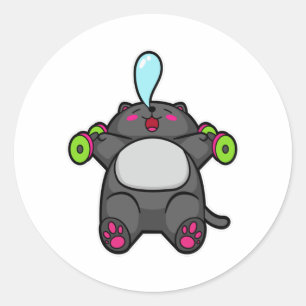 Kat op borsttraining met Dumbbells Ronde Sticker