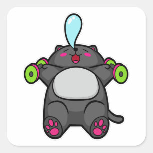 Kat op borsttraining met Dumbbells Vierkante Sticker