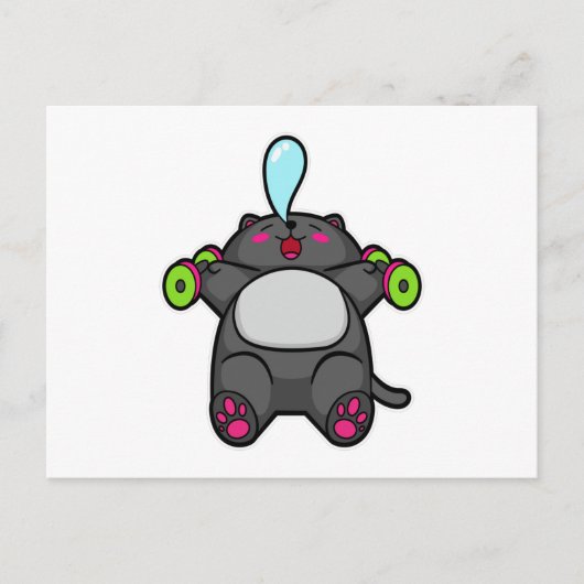 Kat op borsttraining met halters briefkaart (Voorkant)