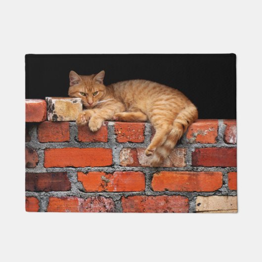 Kat op Brick Wall Deurmat (Voorkant)