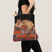 Kat op Brick Wall Tote Bag (Dichtbij)