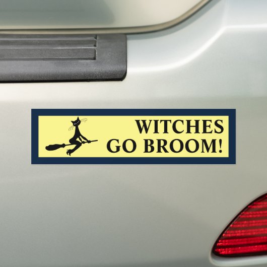 Kat op Broomstick-Bumpersticker Bumpersticker (Op auto)