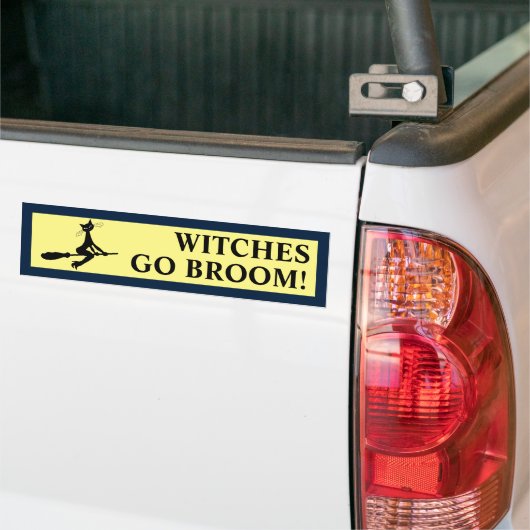 Kat op Broomstick-Bumpersticker Bumpersticker (Op Truck)