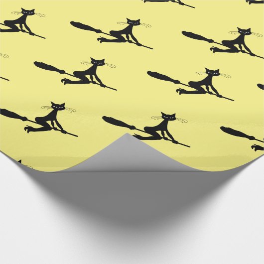 Kat op broomstick cadeaupapier (Hoek)