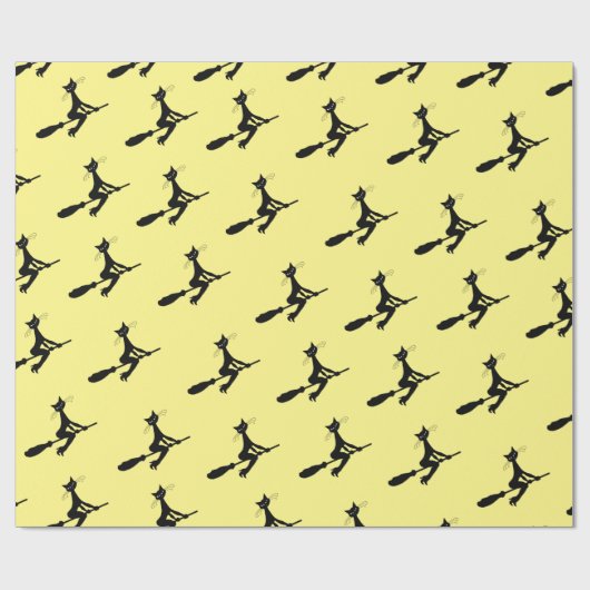 Kat op broomstick cadeaupapier (Vlak)