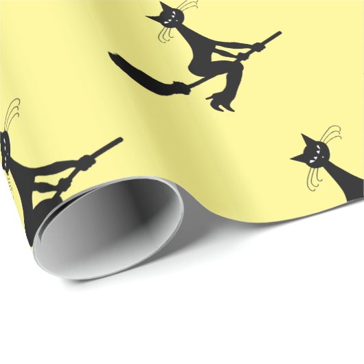 Kat op broomstick cadeaupapier (Rol Hoek)