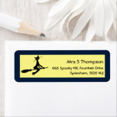 Kat op broomstick etiket (Insitu)