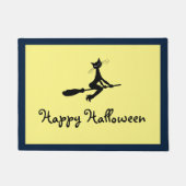 Kat op broomstick, Happy Halloween Deurmat (Voorkant)