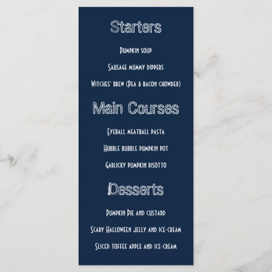 Kat op broomstokpartij menu (Achterkant)