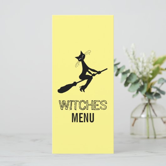 Kat op broomstokpartij menu (Staand voorkant)