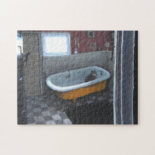 Kat op buispuzzel legpuzzel (Horizontaal)