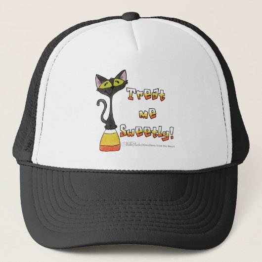 Kat op Candy Corn-Behandel me Zoet Trucker Pet (Voorkant)