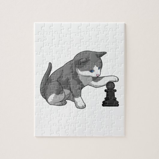 Kat op Chess met Chess-stuk bisschop Legpuzzel (Verticaal)