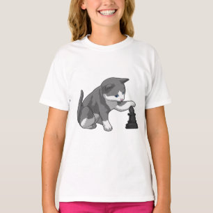Kat op Chess met Chess-stuk bisschop T-shirt
