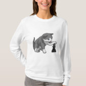 Kat op Chess met Chess-stuk bisschop T-shirt (Voorkant)