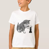 Kat op Chess met Chess-stuk bisschop T-shirt (Voorkant)