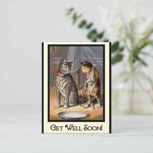 Kat op crutches briefkaart (Staand voorkant)