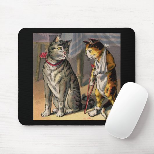 Kat op crutches muismat (Met muis)