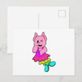 Kat op dans met rok briefkaart (Voorkant / Achterkant)