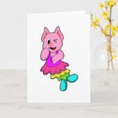 Kat op dans met rok kaart (Gele Bloem)